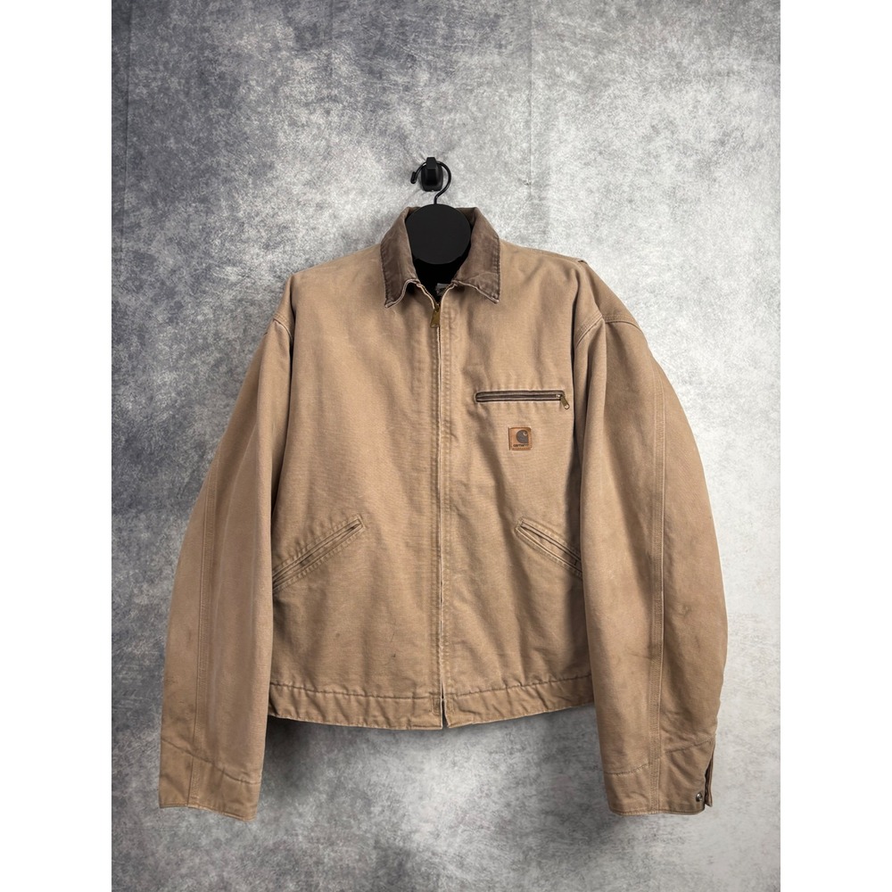 VTG Carhartt J97SDL Detroit Jacket Men's Tan Brown Blanket Lined Canvas Size XXL - Picture 2 of 14